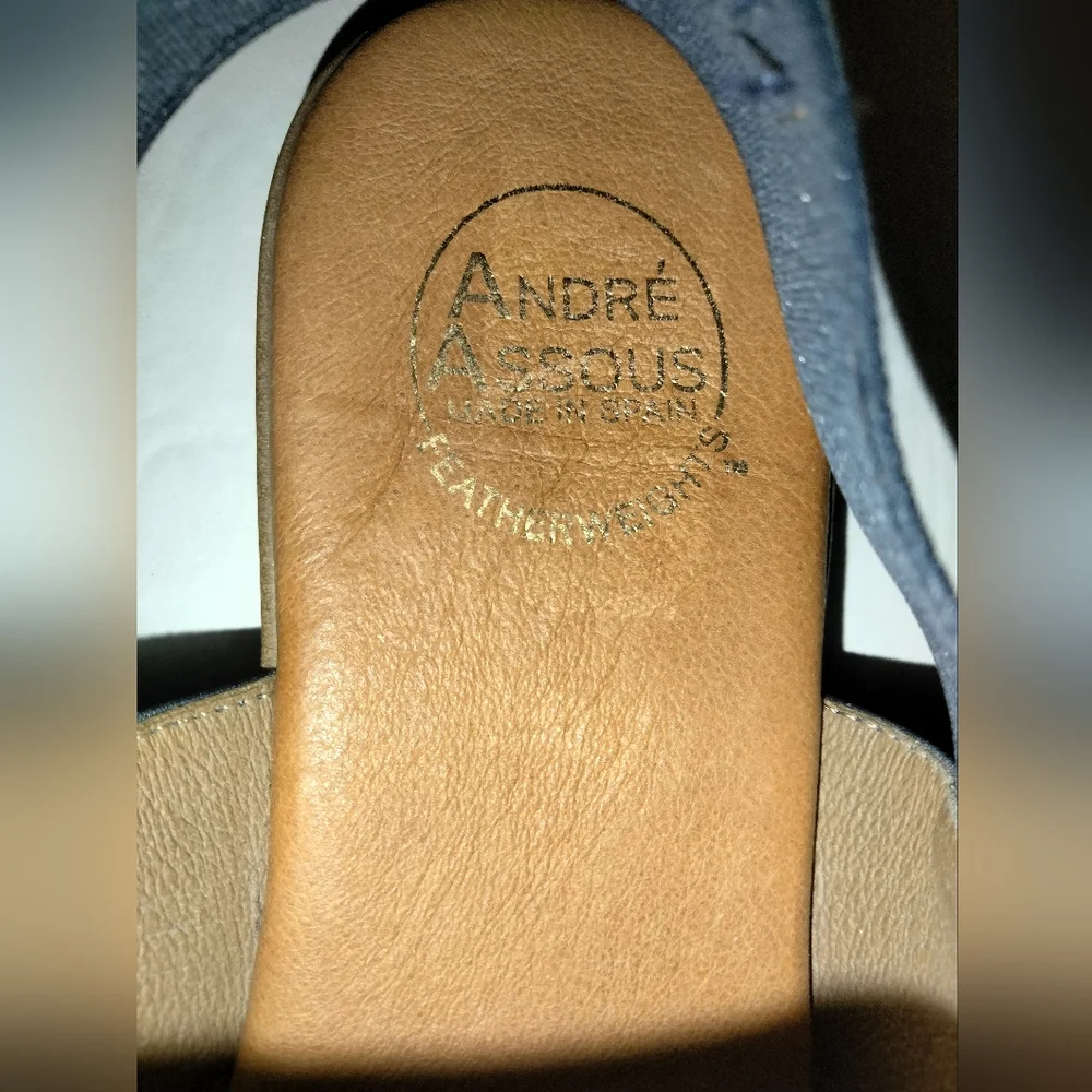 Andre Assous (Size 10) Navy Nigella Elastic Sling Back Open Toe Leather Sandals